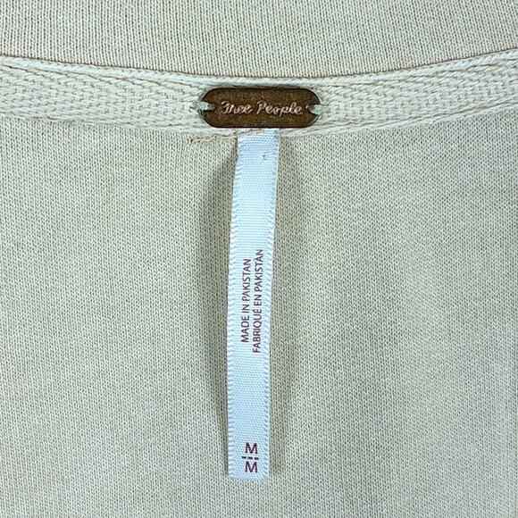 Free People Ruby Jacket Shacket Cream Womens M Oversized Patches Distressed Boho - Picture 8 of 9